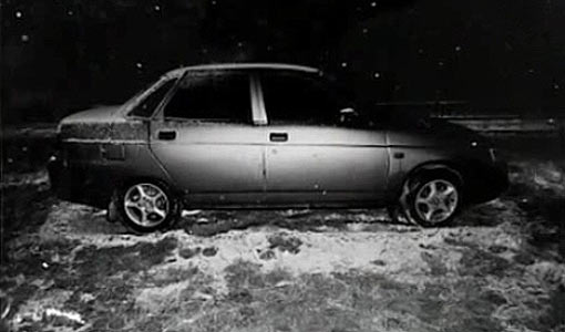 Автомобиль Евгения Совкова на месте расстрела