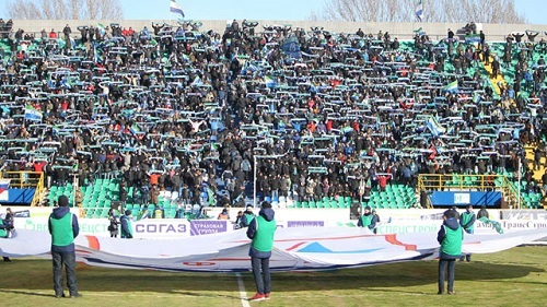 Сектор болельщиков на стадионе "Металлург" в Самаре