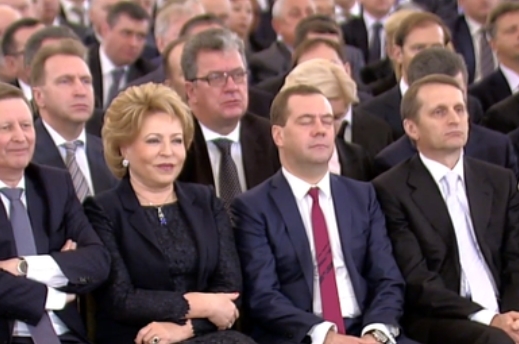 Дмитрий Медведев на выступлении Владимира Путина
