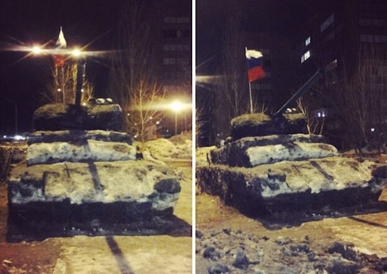 Снежный танк на улице 40 лет Победы в Тольятти