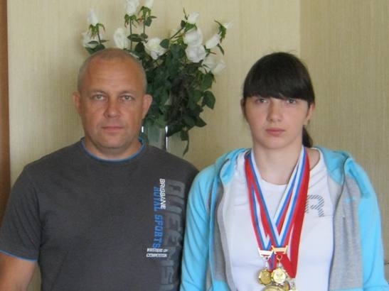 Евгений Магомедова и ее тренер Владимир Цибарт