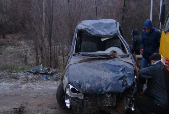 Автомобиль Калина после смертельного ДТП в Отрадном 