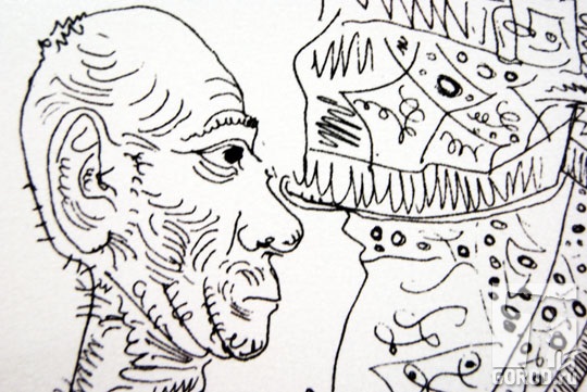 Автопортрет Пикассо на одной из литографий