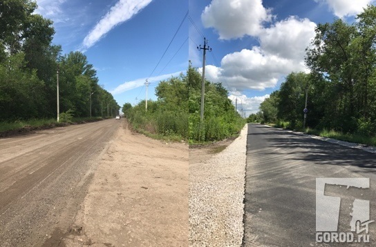 Дорога ПТО-Овощевод до и после укладки асфальта