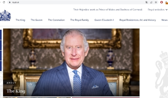 Главная страница сайта королевской семьи 
