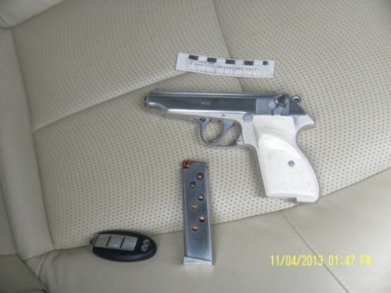 Пистолет был обнаружен в салоне Инфинити гостей из Москвы