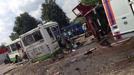 ДТП в новой Москве, автобус разорвало пополам