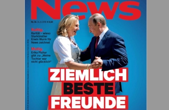 Карин Кнайсль и Владимир Путин на обложке журнала News 