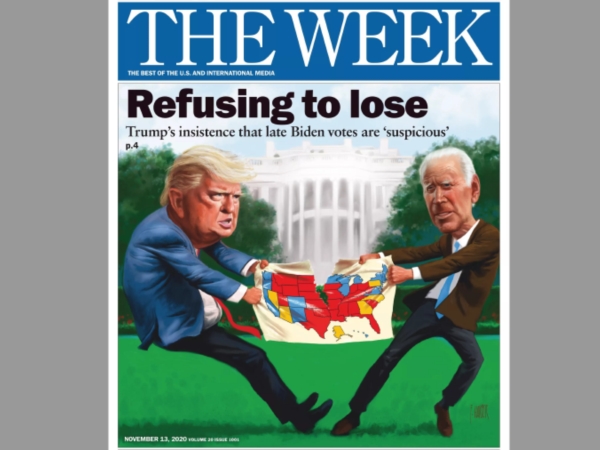 Дональд Трамп и Джо Байден на обложке журнала The Week 