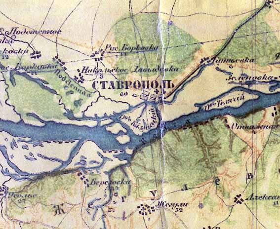 Ставрополь на карте 1885 года