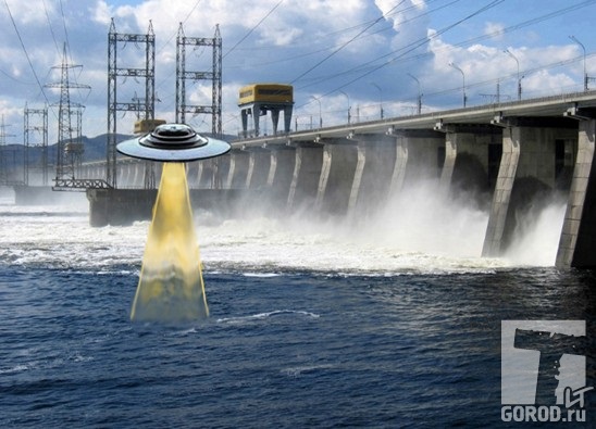 ГЭС, НЛО втягивает воду «лучом». Зарисовка со слов очевидца